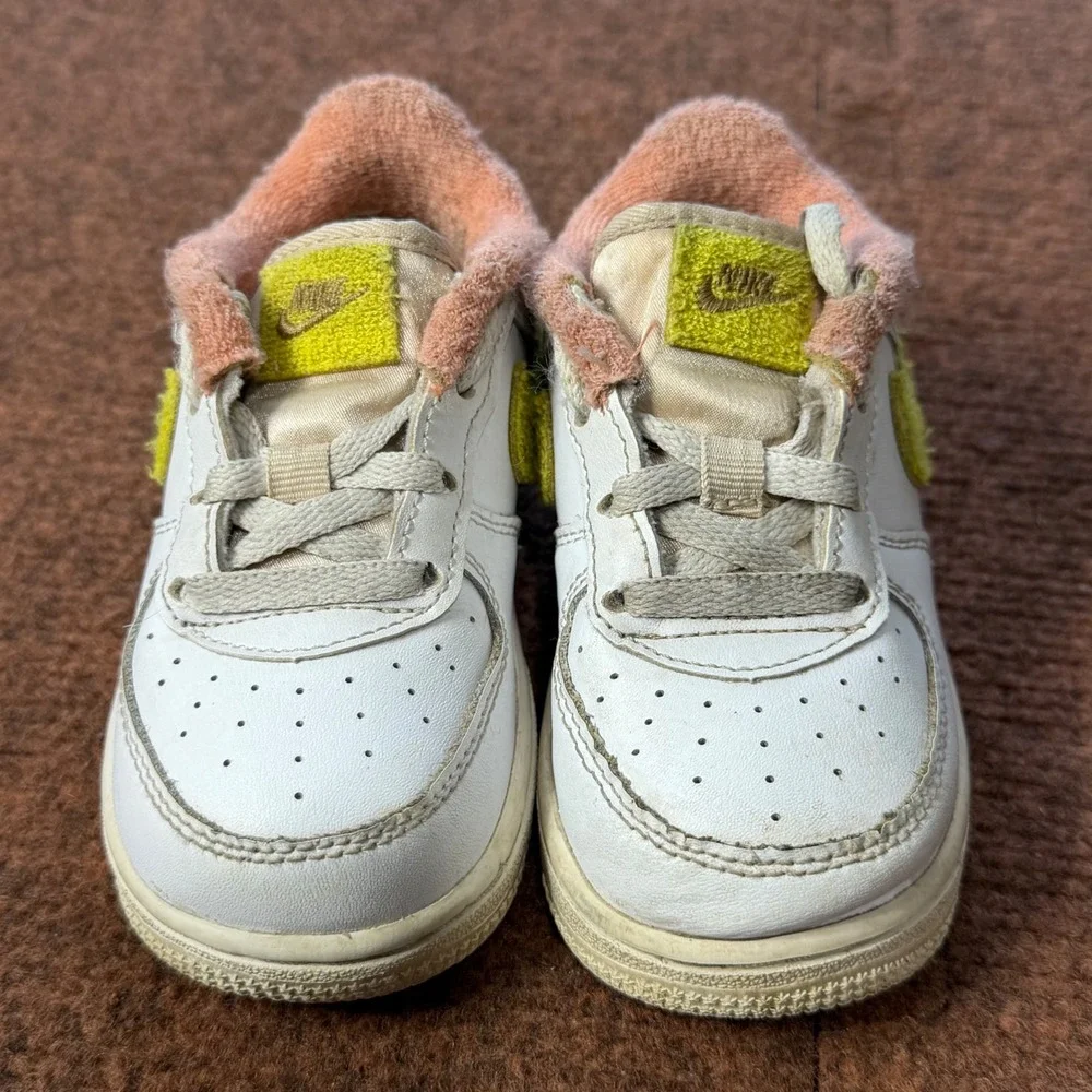 A+ Nike Air Force 1 Low Toddler 7C White Lime Green Peach DV2200-100 Sneaker